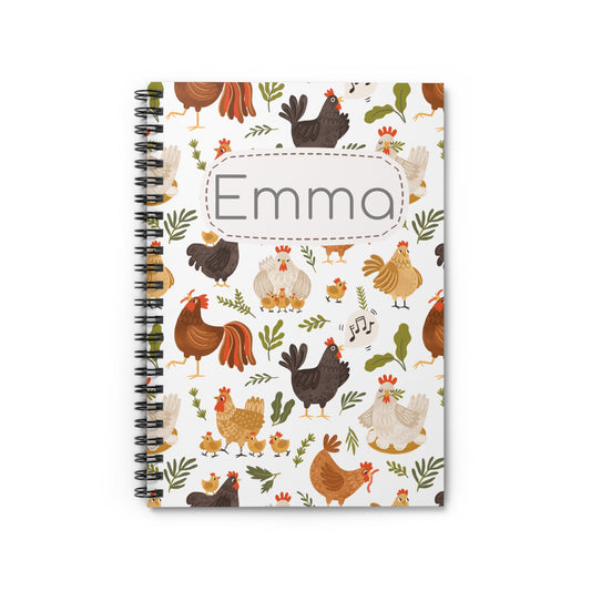 Chicken Flock Spiral Notebook - Personalized, Ruled Line Pages, Document Pocket