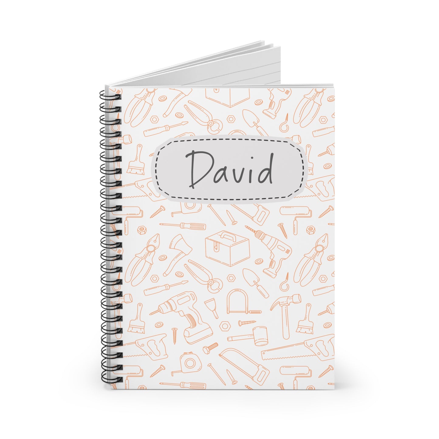 Building Tool Collection Spiral Notebook - Personalized, Ruled Line Pages, Document Pocket
