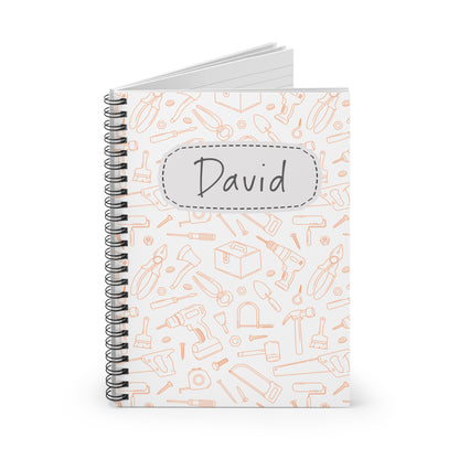 Building Tool Collection Spiral Notebook - Personalized, Ruled Line Pages, Document Pocket