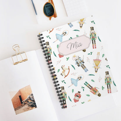 Nutcracker Ballet Spiral Notebook - Personalized, Ruled Line Pages, Document Pocket