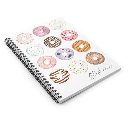 Watercolor Doughnuts Spiral Notebook - Personalized, Rule Lined Journal
