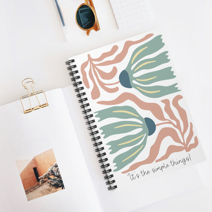 Wavy Flower Illustration Spiral Notebook - Personalized, Rule Lined Journal