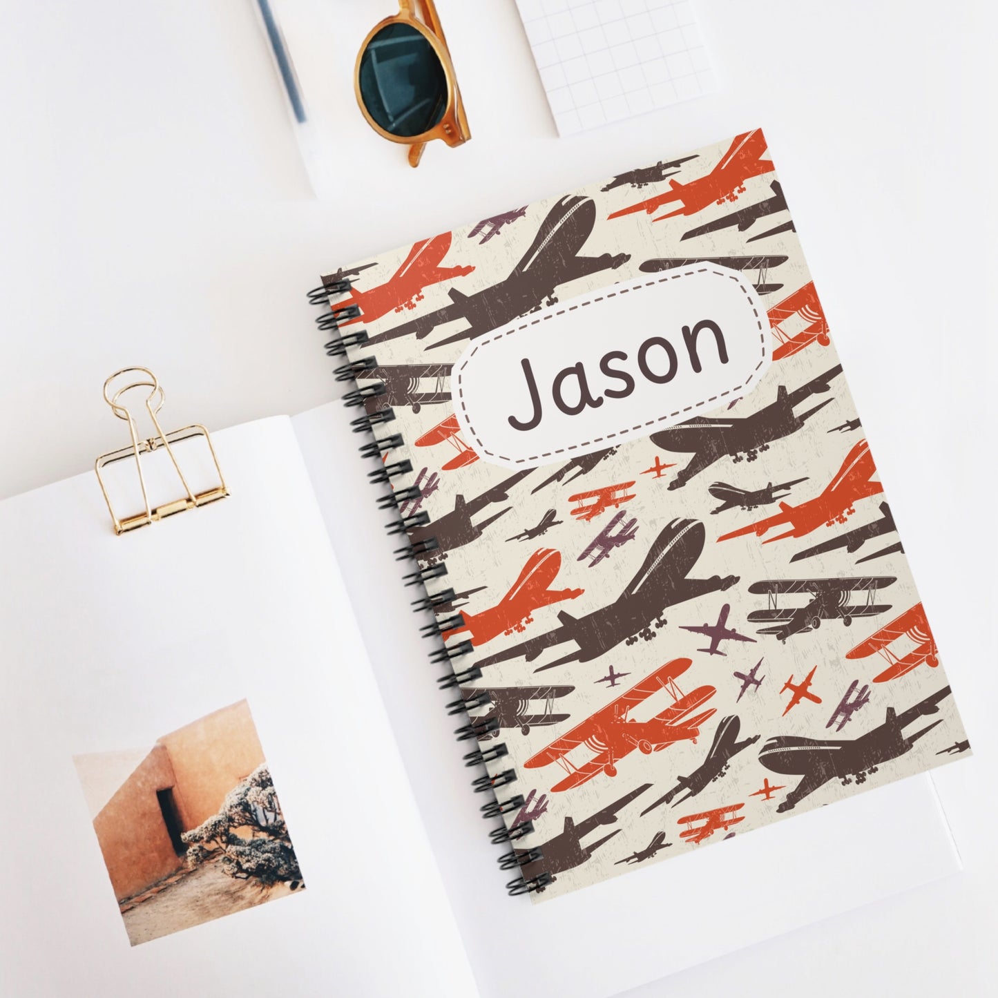 Airplane Collection Spiral Notebook - Personalized, Rule Lined Journal