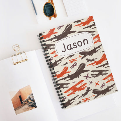 Airplane Collection Spiral Notebook - Personalized, Rule Lined Journal