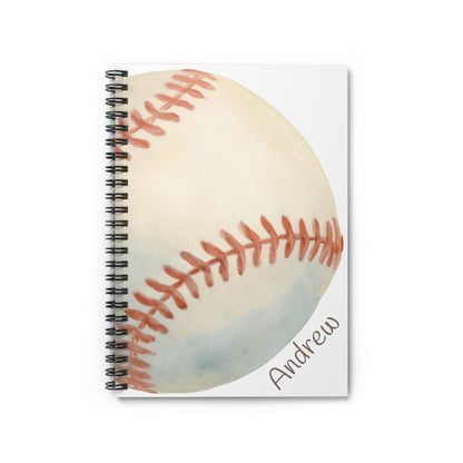Pickleball with Net Spiral Notebook - Personalized, Ruled Line Pages, Document Pocket