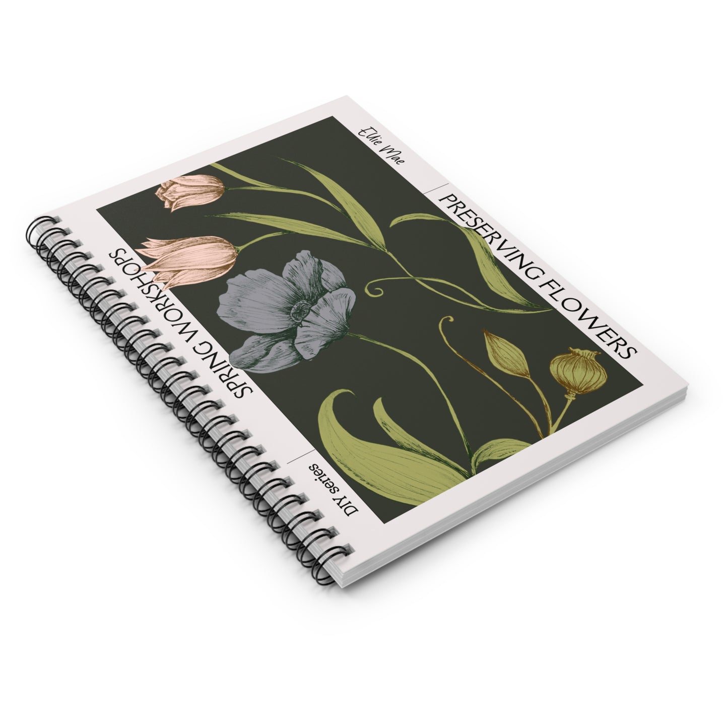 Flower Workshop Artwork Spiral Notebook - Personalized, Rule Lined Journal