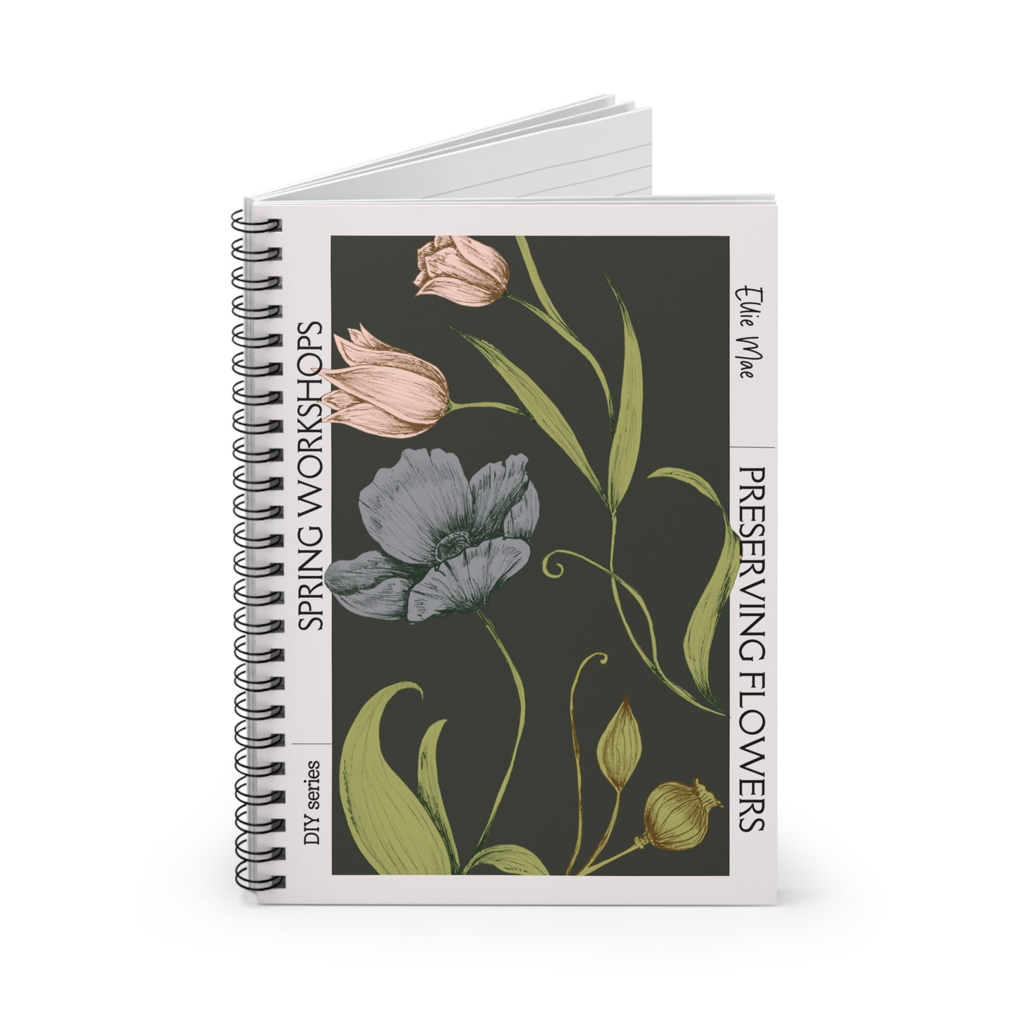 Flower Workshop Artwork Spiral Notebook - Personalized, Rule Lined Journal