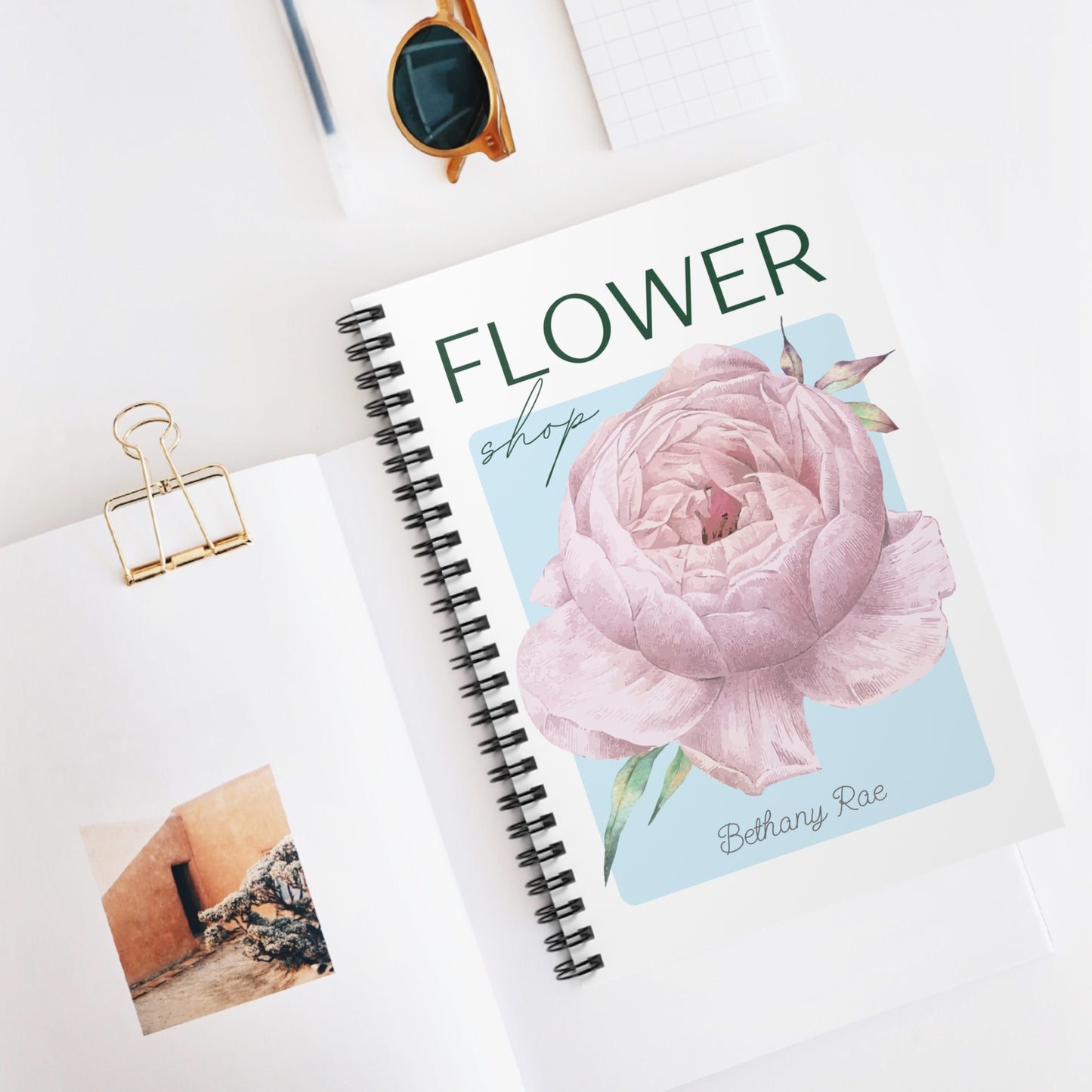 Flower Shop Illustration Spiral Notebook - Personalized, Rule Lined Journal