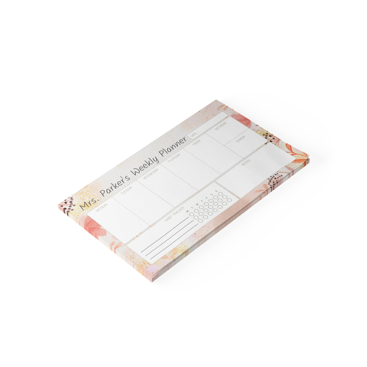 Weekly Planner with Floral Watercolor — Custom Post-it® Note Pads