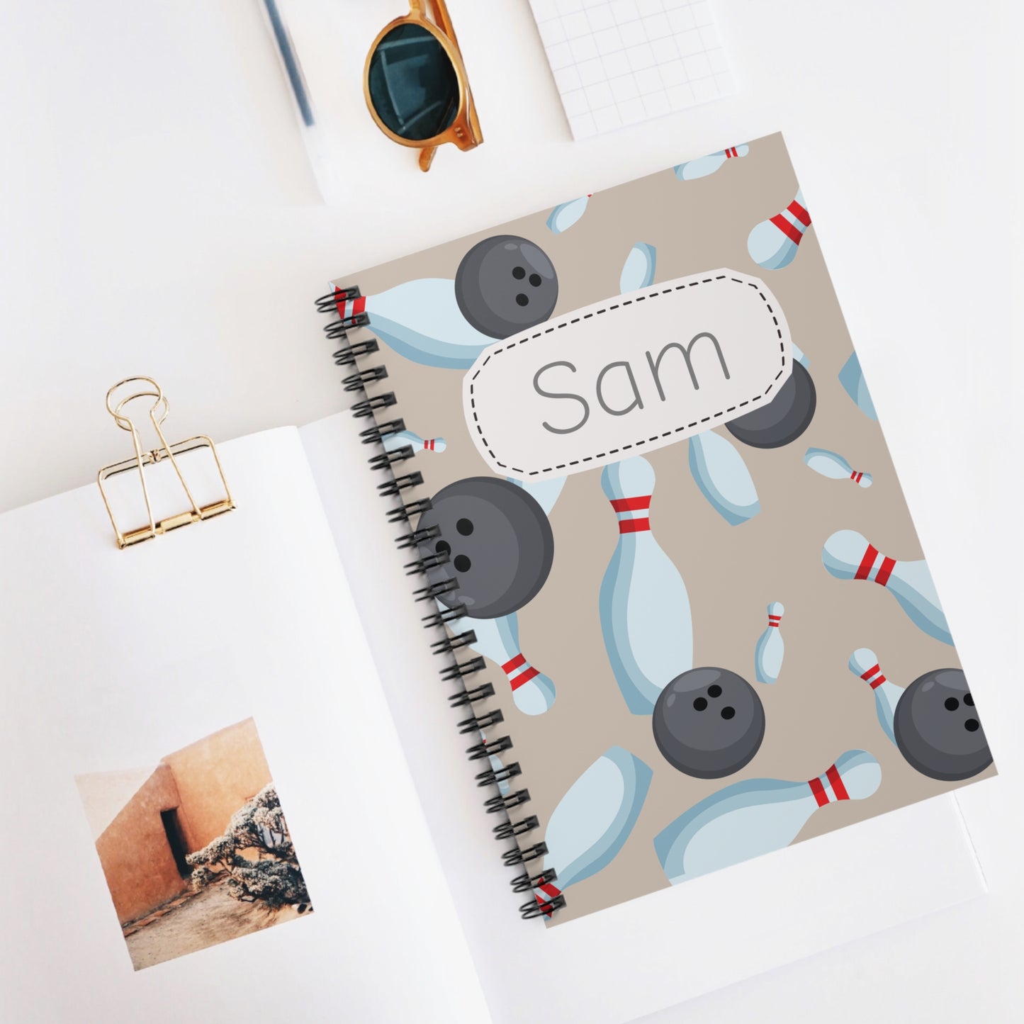 Bowling Spiral Notebook - Personalized, Ruled Line Pages, Document Pocket