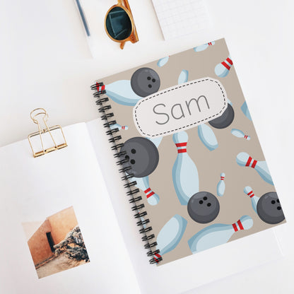 Bowling Spiral Notebook - Personalized, Ruled Line Pages, Document Pocket