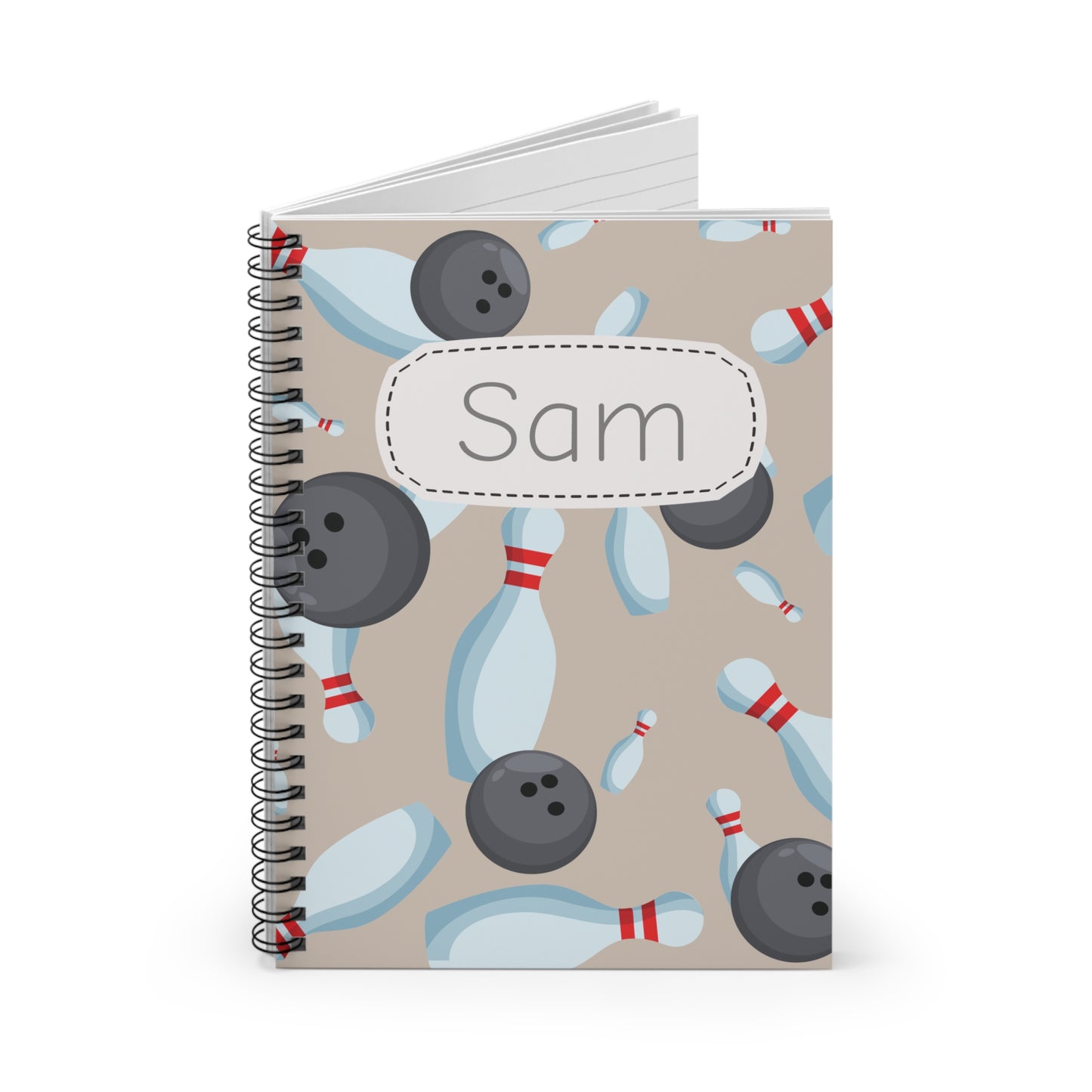 Bowling Spiral Notebook - Personalized, Ruled Line Pages, Document Pocket