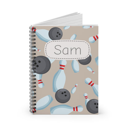 Bowling Spiral Notebook - Personalized, Ruled Line Pages, Document Pocket