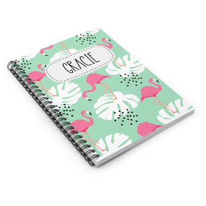Tropical Pink Flamingoes Spiral Notebook - Personalized, Rule Lined Journal