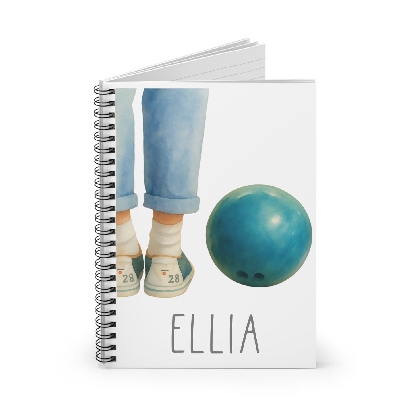 Bowling Ball Spiral Notebook - Personalized, Ruled Line Pages, Document Pocket