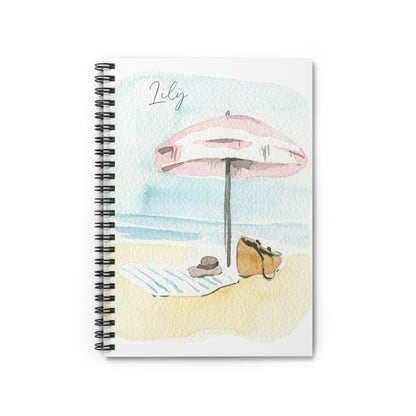 Watercolor Beach Landscape Spiral Notebook - Personalized, Ruled Line Pages, Document Pocket