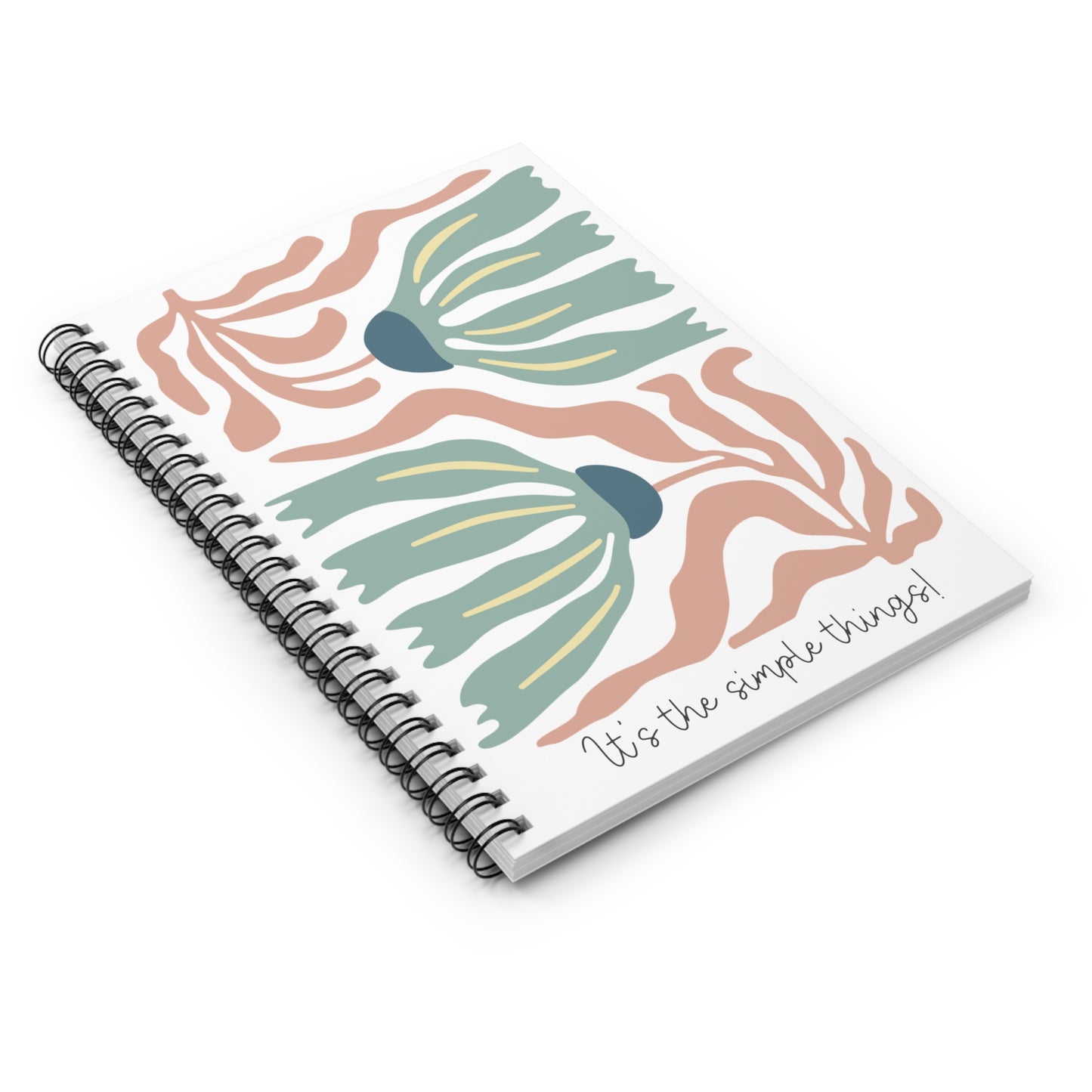 Wavy Flower Illustration Spiral Notebook - Personalized, Rule Lined Journal