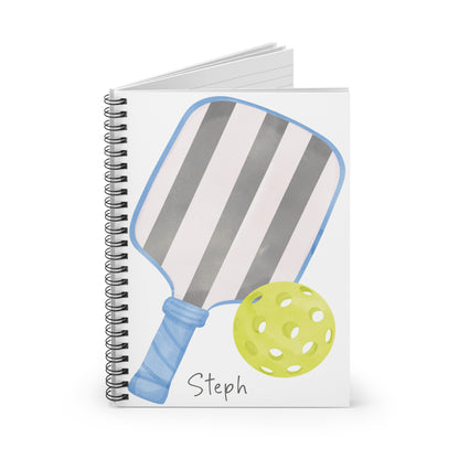 Pickleball and Paddle Spiral Notebook - Personalized, Ruled Line Pages, Document Pocket