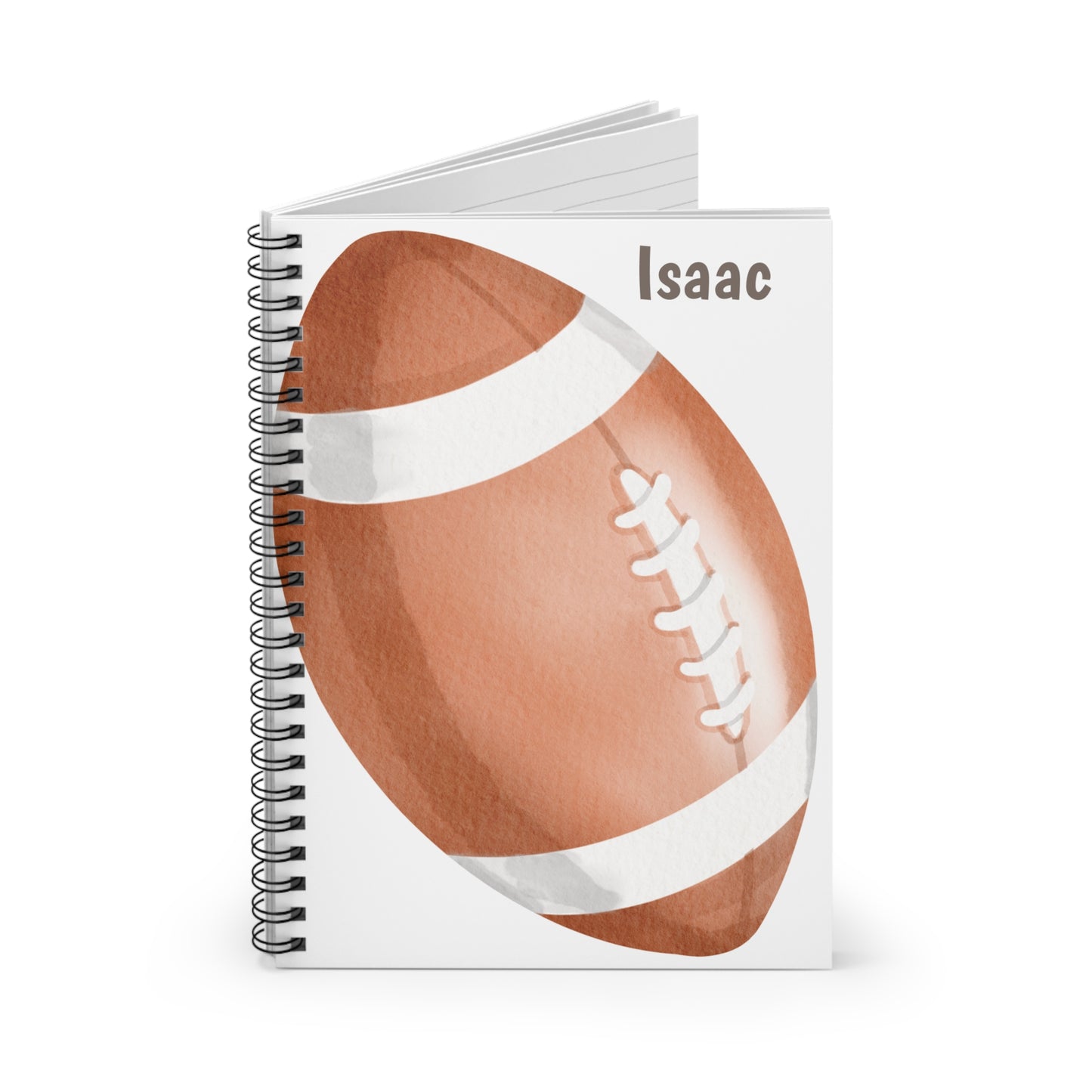 Football Spiral Notebook - Personalized, Ruled Line Pages, Document Pocket