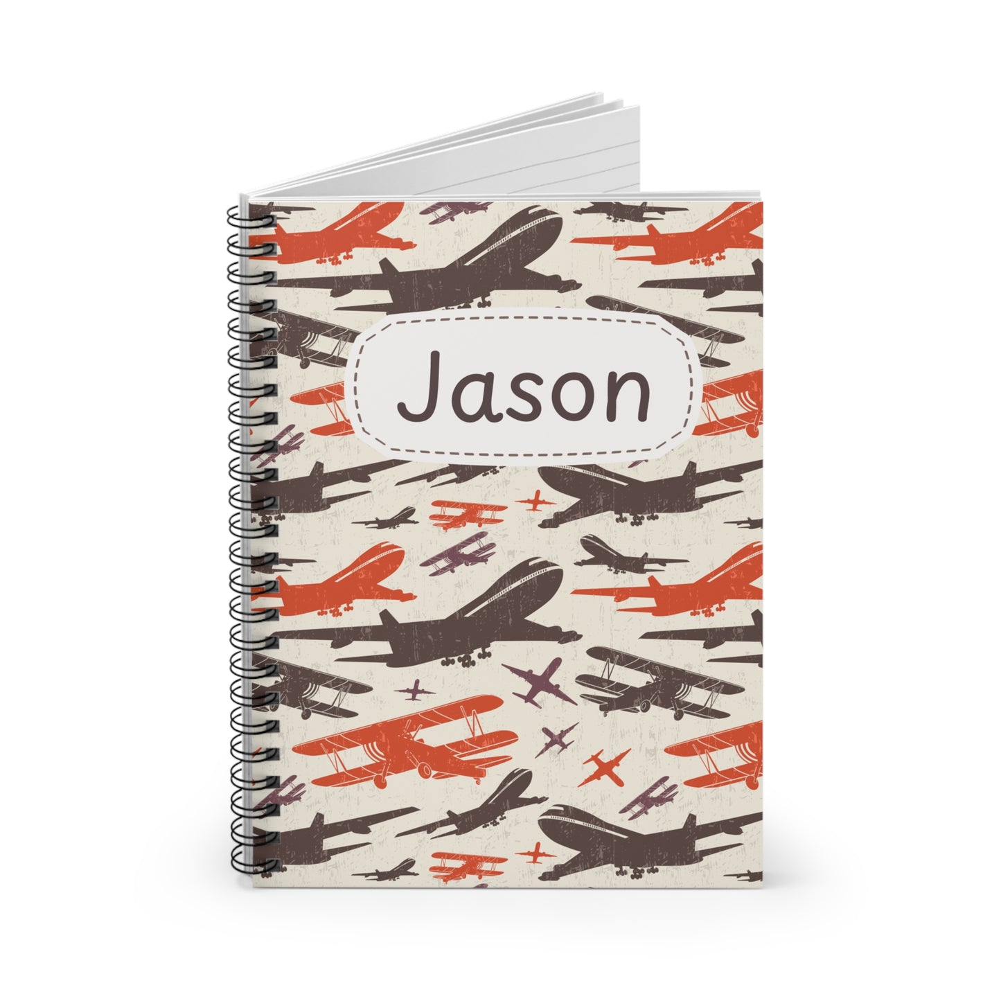 Airplane Collection Spiral Notebook - Personalized, Rule Lined Journal