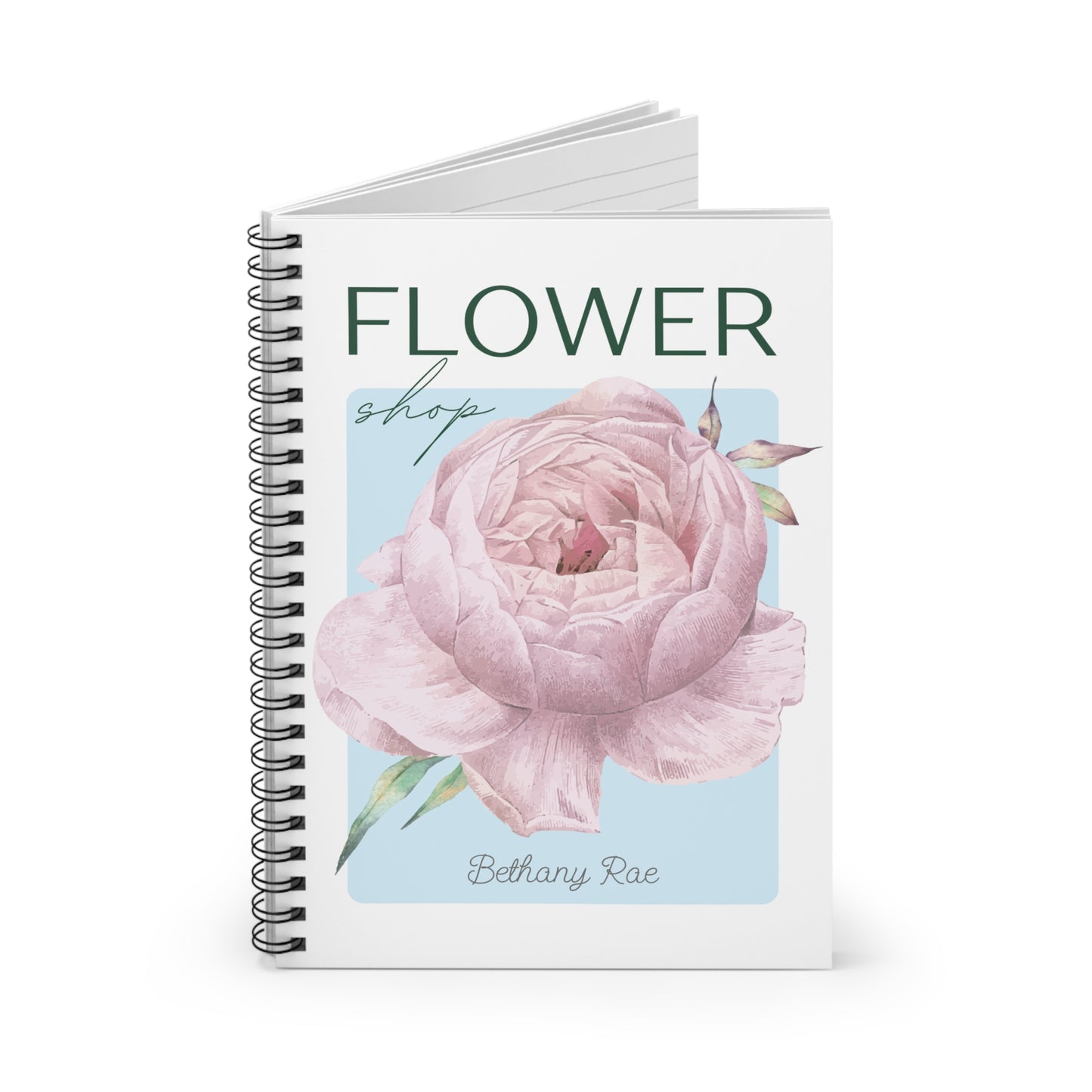 Flower Shop Illustration Spiral Notebook - Personalized, Rule Lined Journal