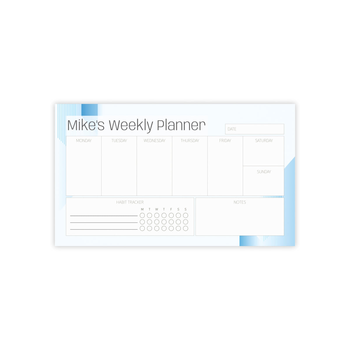Blue Design Weekly Planner — Custom Post-it® Note Pads
