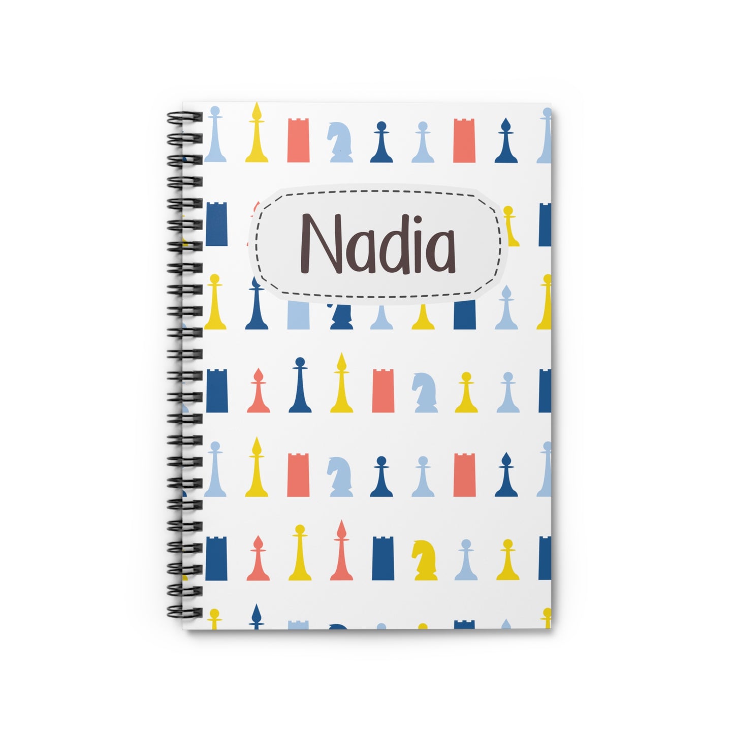 Modern Chess Pieces Spiral Notebook - Personalized, Rule Lined Journal