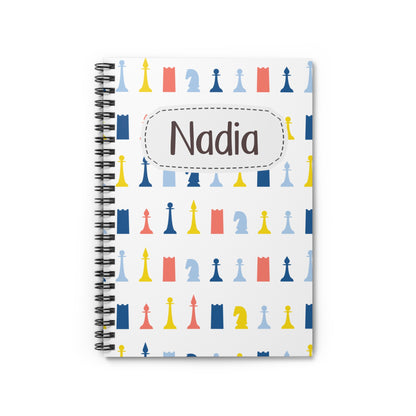 Modern Chess Pieces Spiral Notebook - Personalized, Rule Lined Journal