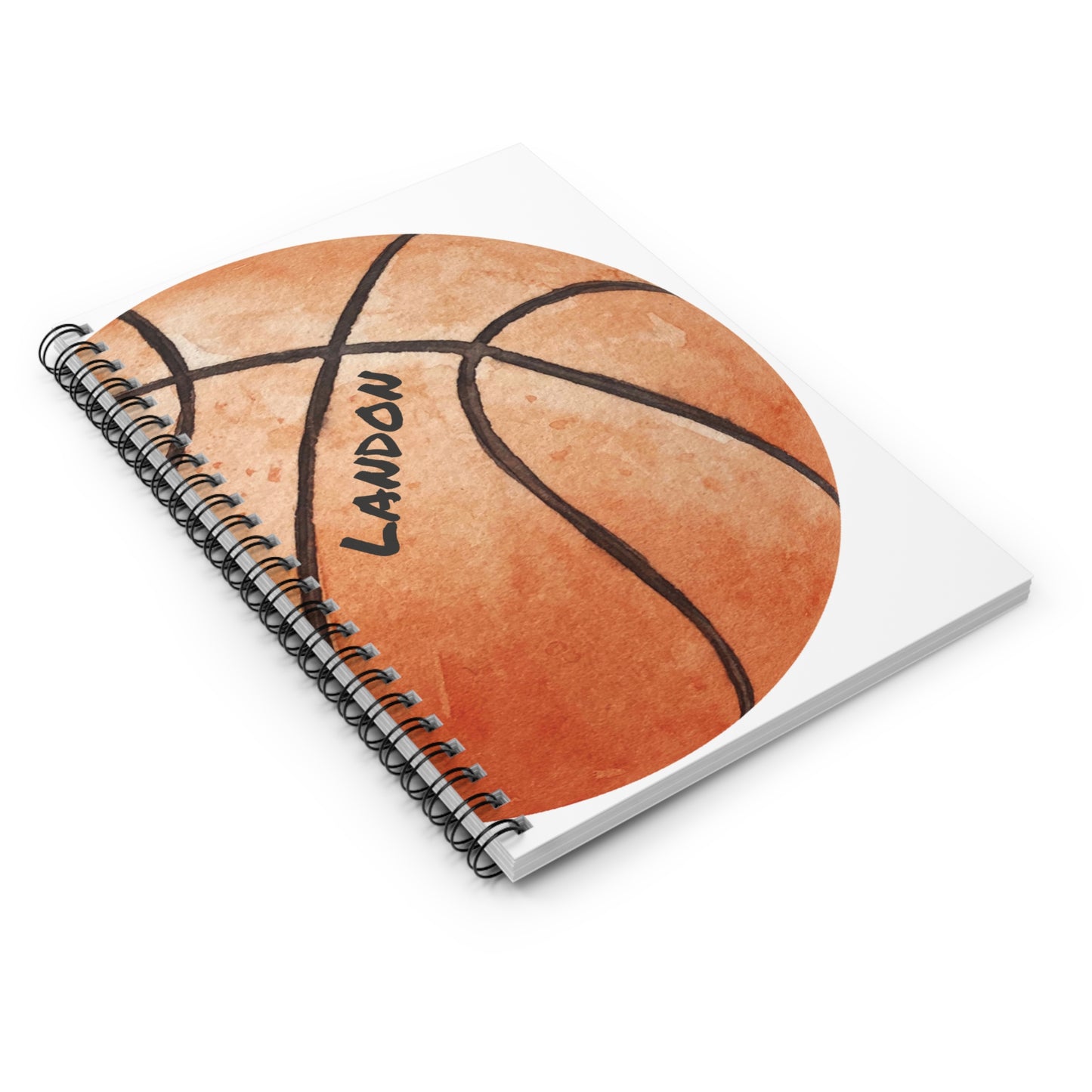 Basketball Spiral Notebook - Personalized, Ruled Line Pages, Document Pocket