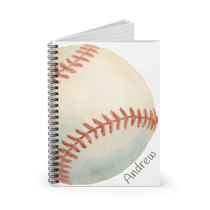 Pickleball with Net Spiral Notebook - Personalized, Ruled Line Pages, Document Pocket