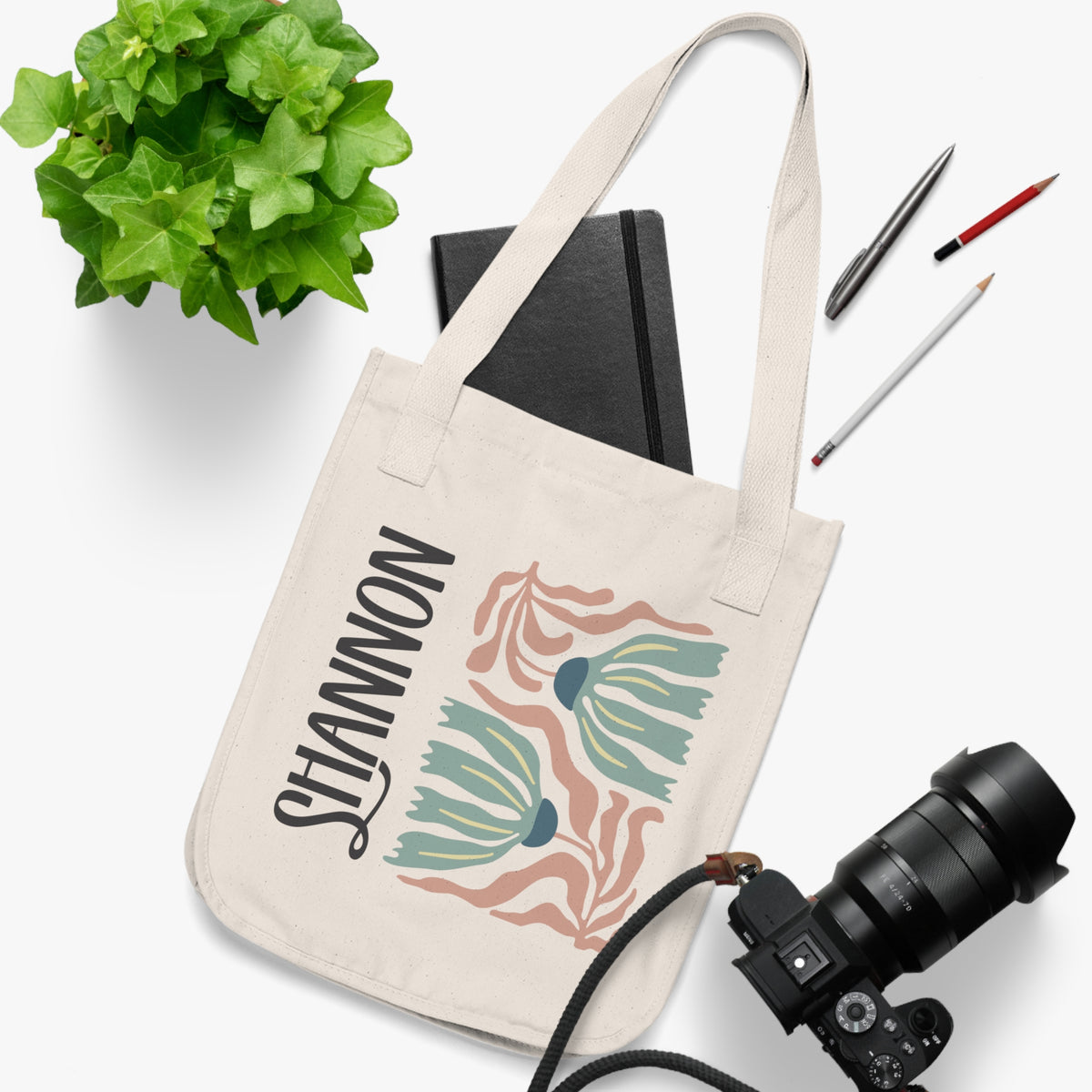 Wavy - Organic Personalized Canvas Tote Bag